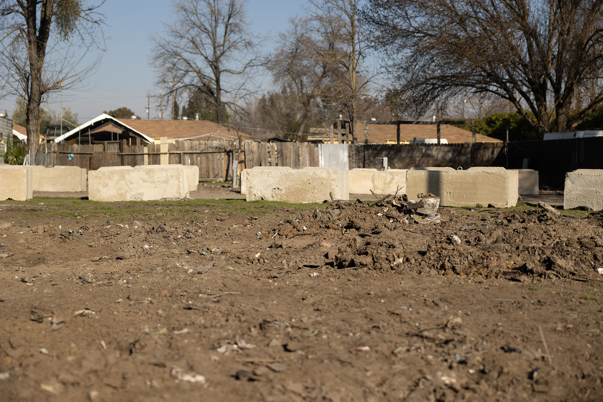 Empty mobile home lots at Stockton Park Village in Stockton on Jan. 27, 2023. 